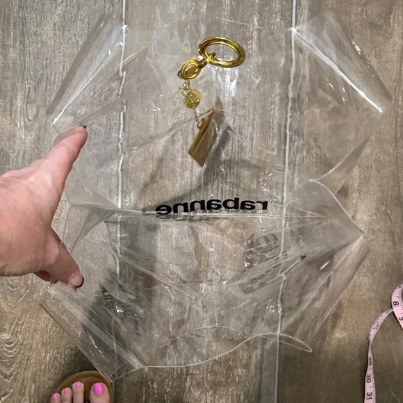 Paco Rabanne Transparent Tote with Gold chain Accent & card holder - Picture 8 of 8